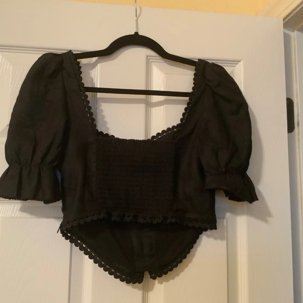 Reformation Black Puff-Sleeve Corset Top - Picture 5 of 5